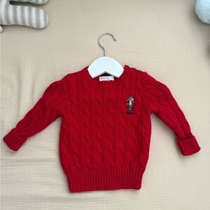 Polo by Ralph Lauren Red Cable Knit Crewneck Sweater - Kids